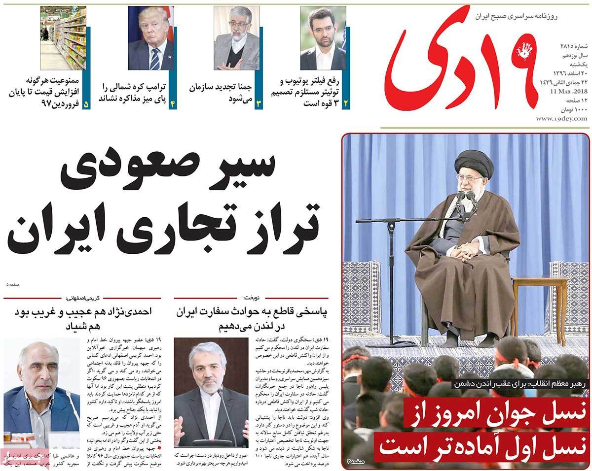 A Look at Iranian Newspaper Front Pages on March 11