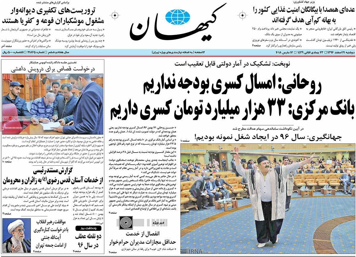 A Look at Iranian Newspaper Front Pages on March 12