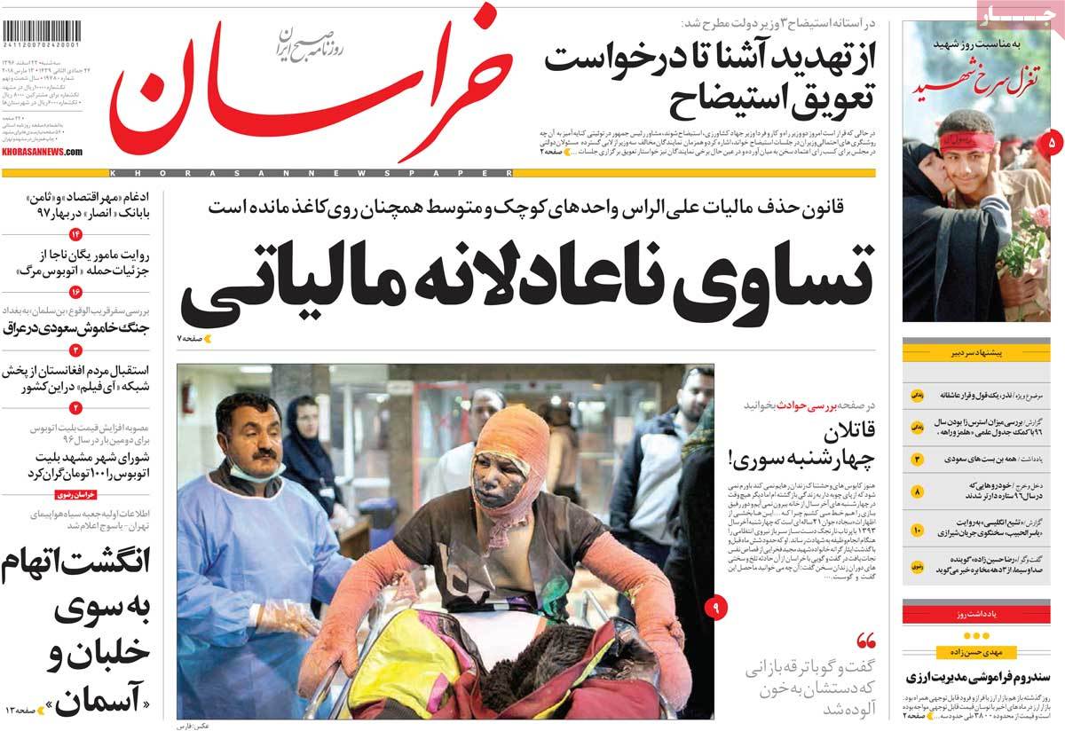 A Look at Iranian Newspaper Front Pages on March 13