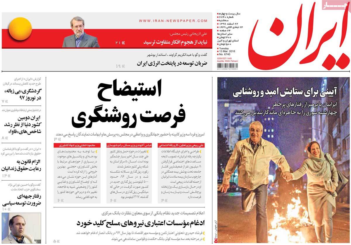 A Look at Iranian Newspaper Front Pages on March 13