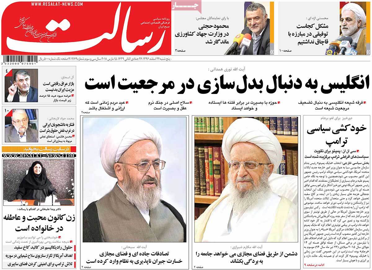 A Look at Iranian Newspaper Front Pages on March 15