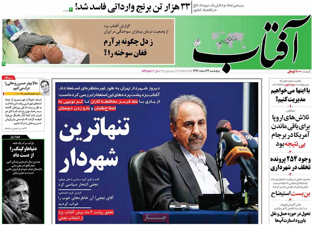 A Look at Iranian Newspaper Front Pages on March 15