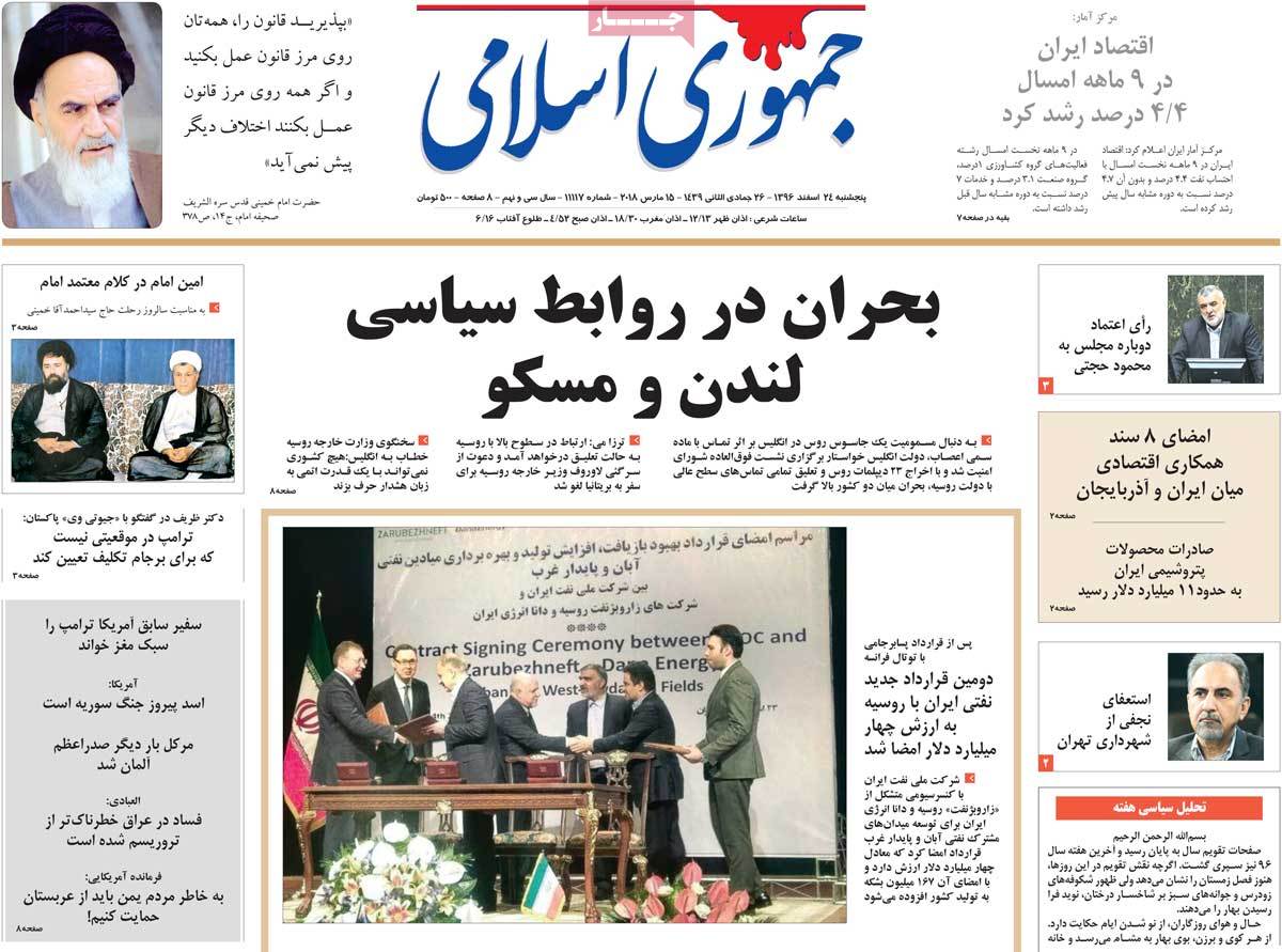 A Look at Iranian Newspaper Front Pages on March 15