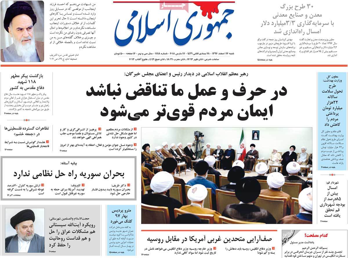 A Look at Iranian Newspaper Front Pages on March 17