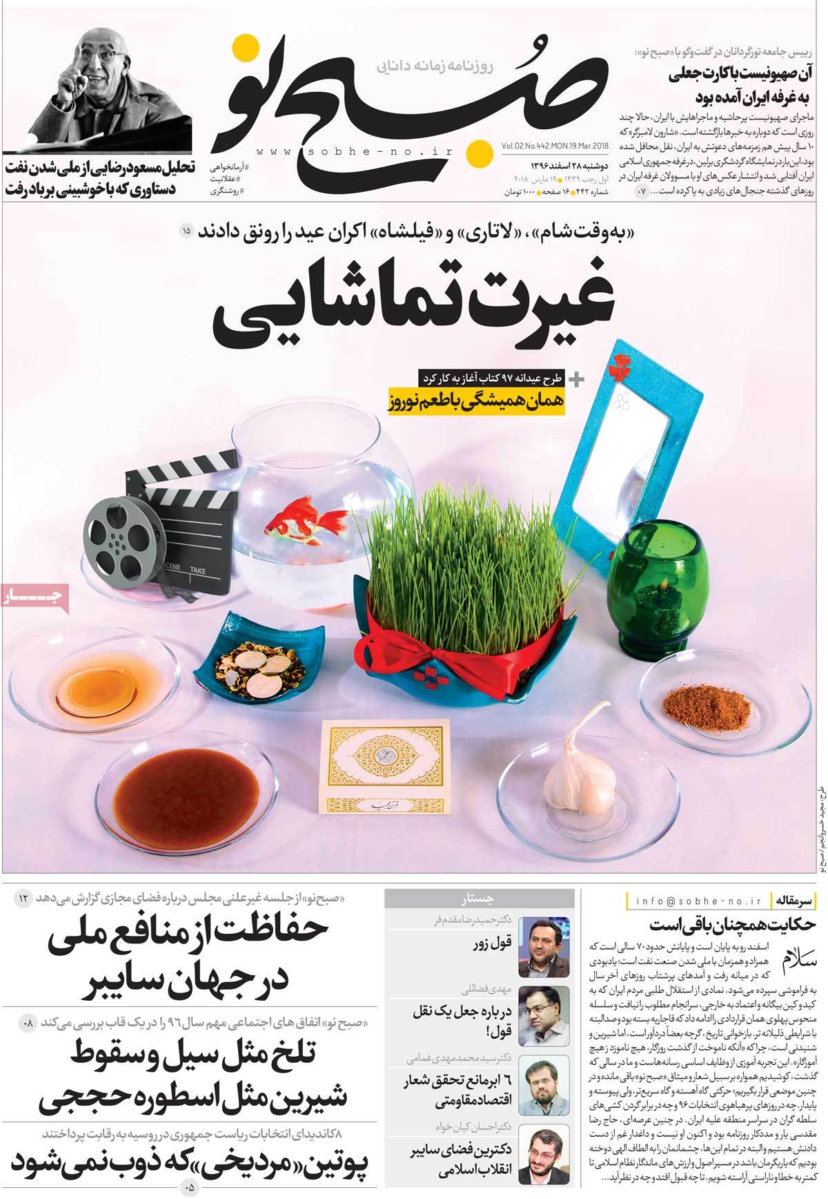 A Look at Iranian Newspaper Front Pages on March 19