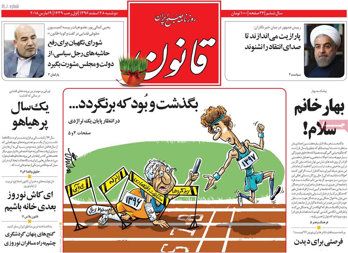 A Look at Iranian Newspaper Front Pages on March 19