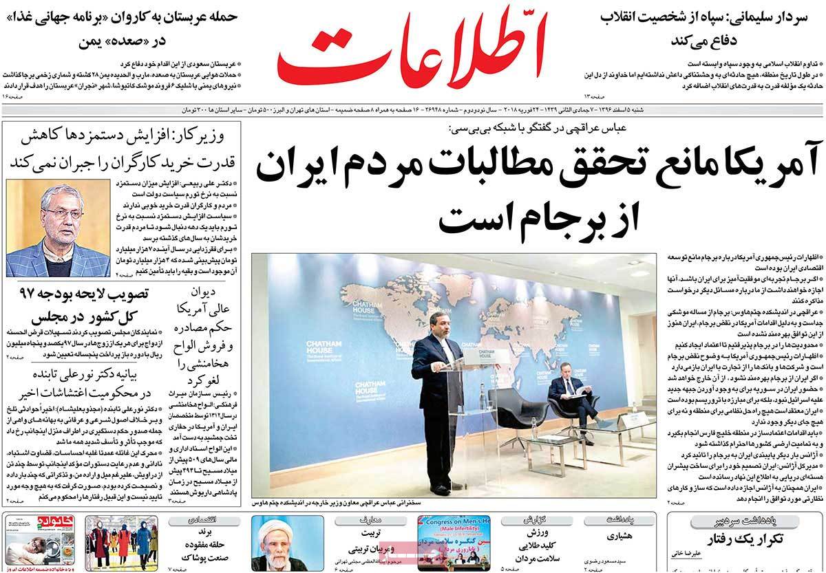 A Look at Iranian Newspaper Front Pages on February 24