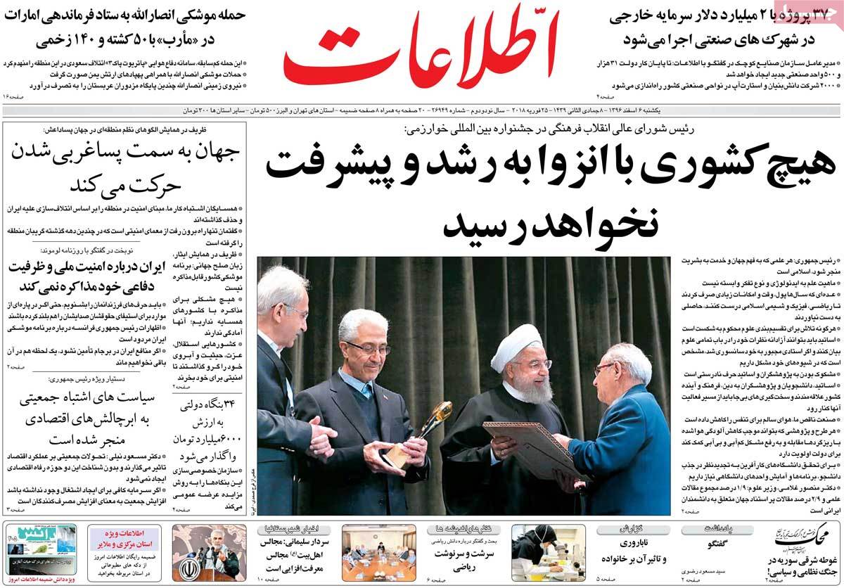 A Look at Iranian Newspaper Front Pages on February 25