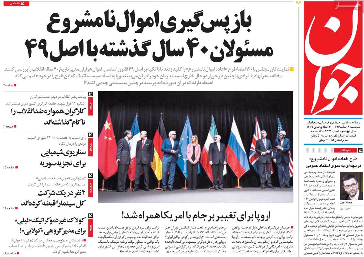 A Look at Iranian Newspaper Front Pages on February 27