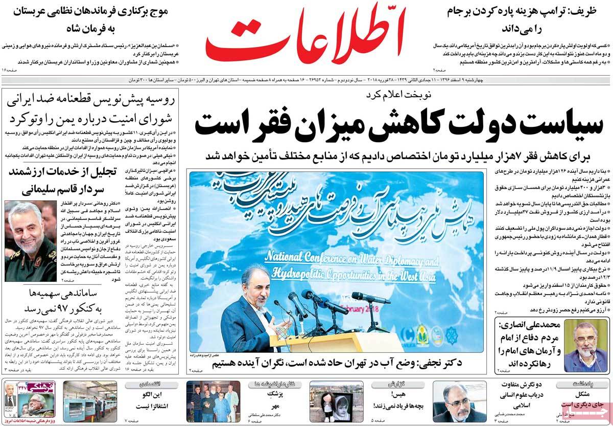 A Look at Iranian Newspaper Front Pages on February 28