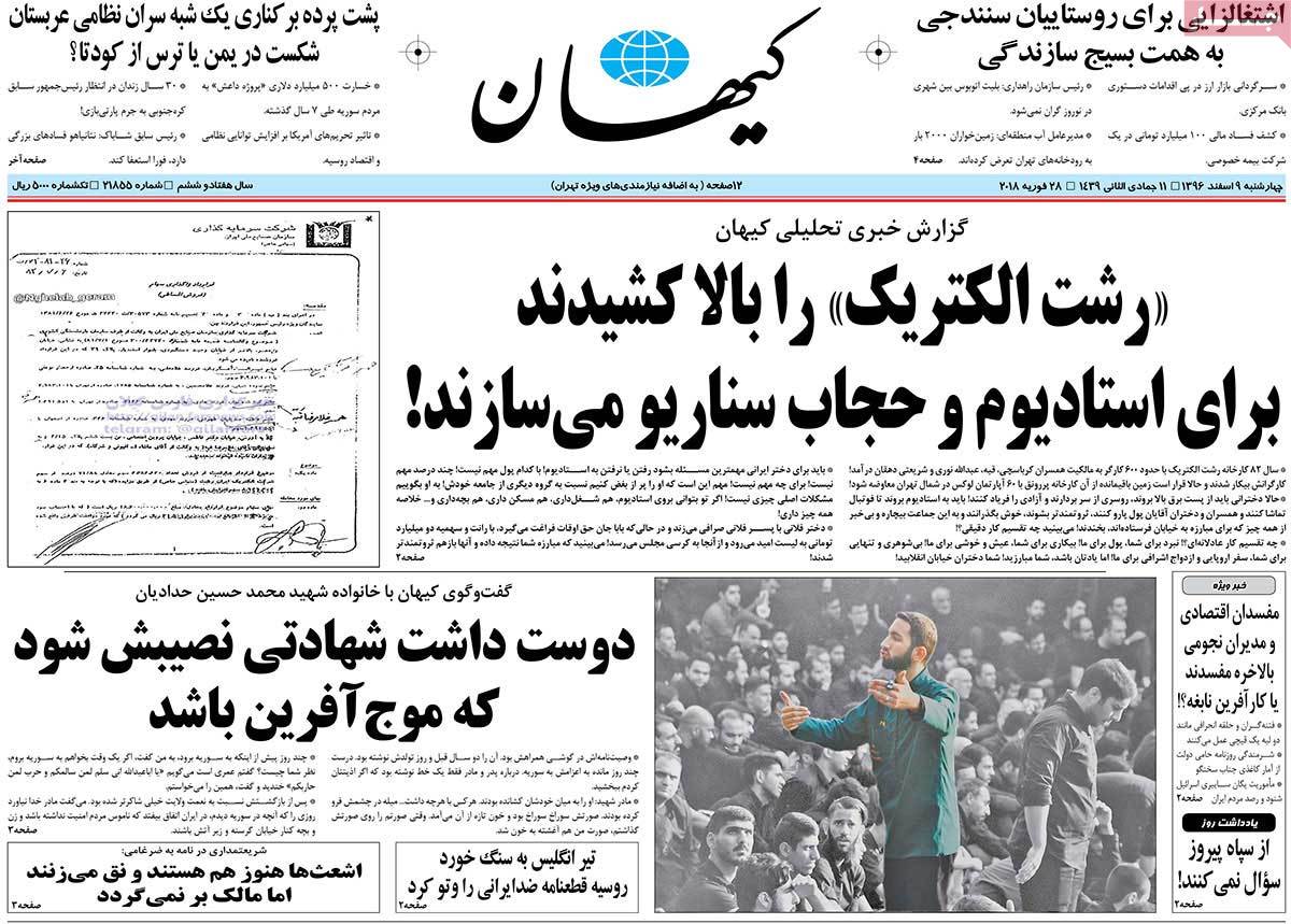 A Look at Iranian Newspaper Front Pages on February 28