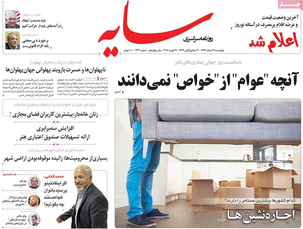 A Look at Iranian Newspaper Front Pages on February 28