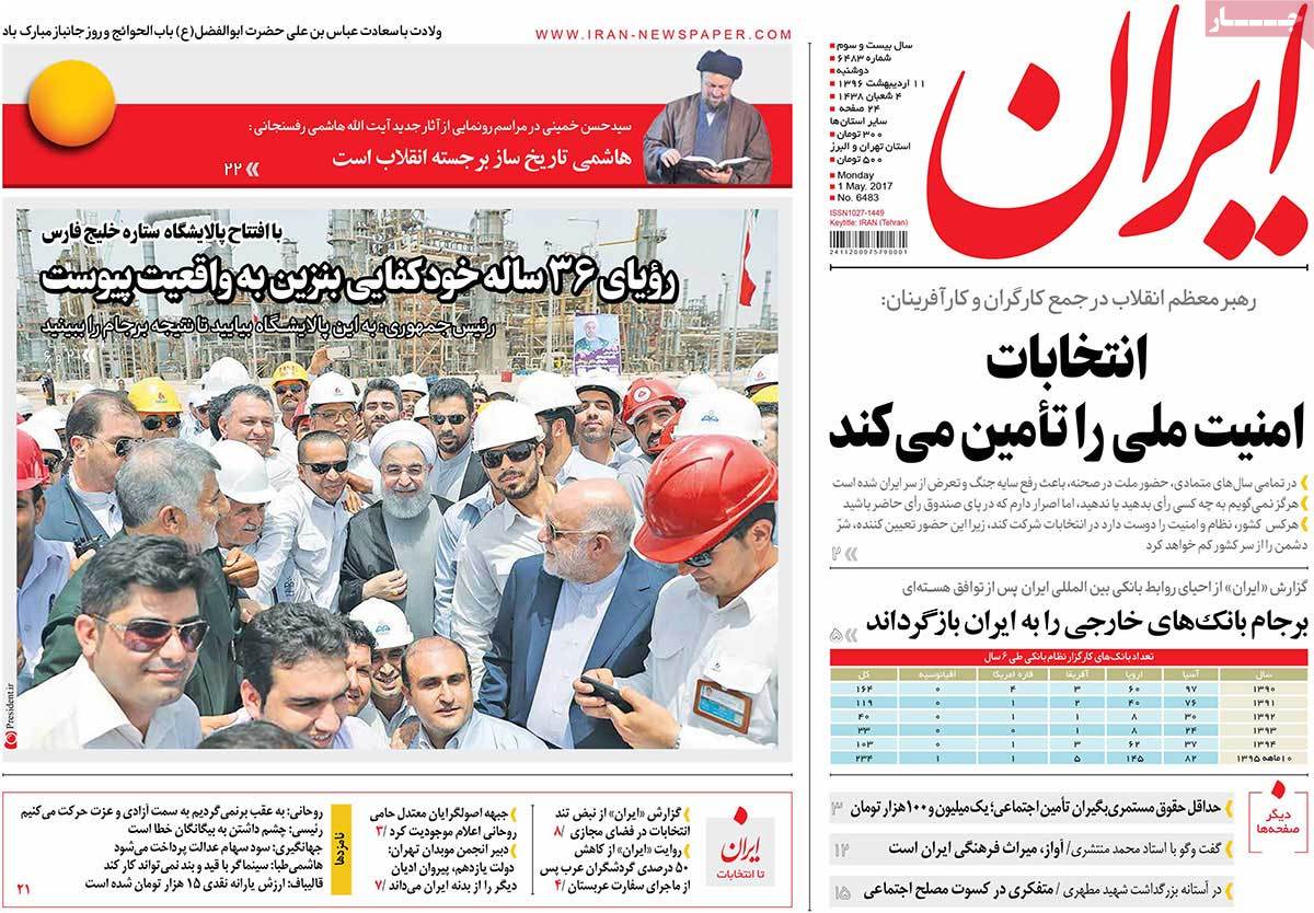 A Look at Iranian Newspaper Front Pages on May 1