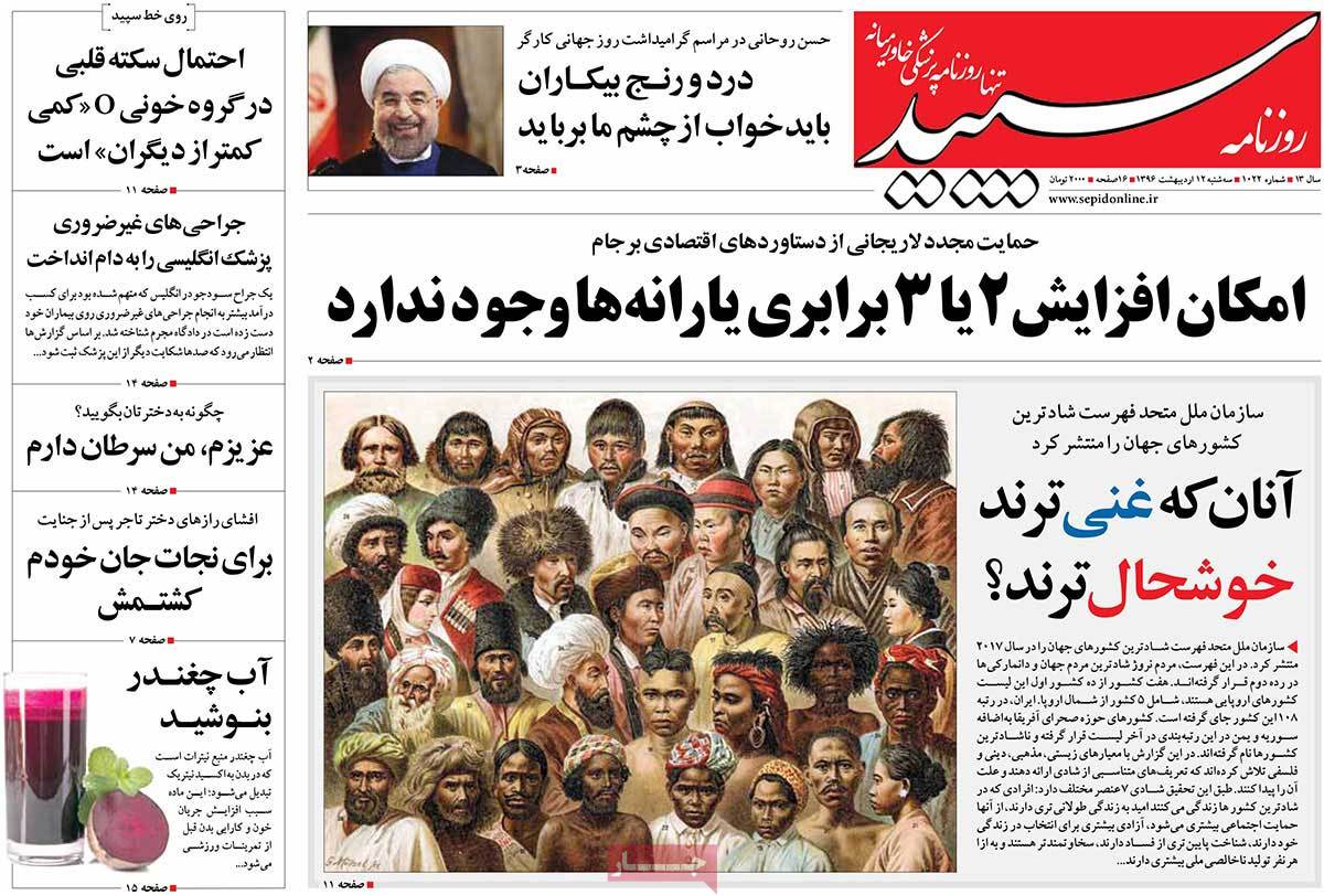 A Look at Iranian Newspaper Front Pages on May 2 - sepid