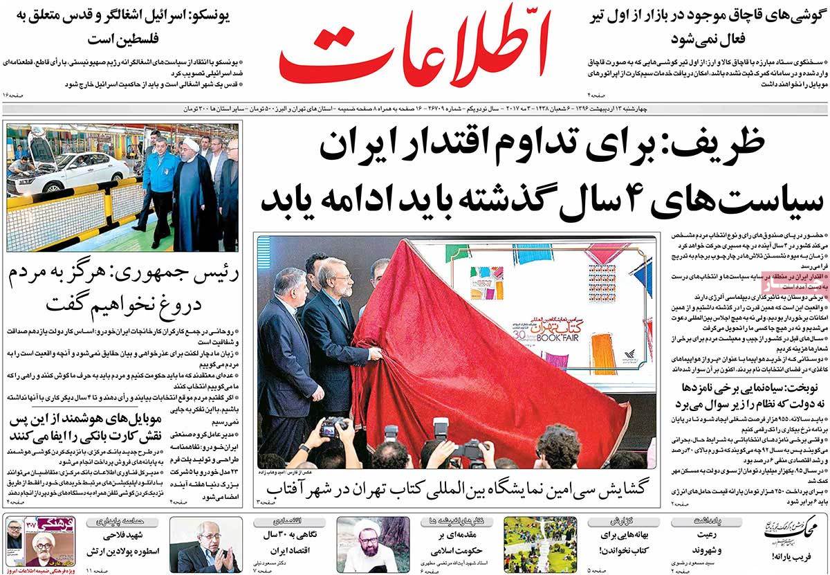 Iranian Newspaper Front Pages on May 3