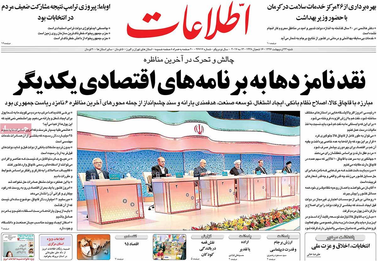 A Look at Iranian Newspaper Front Pages on May 13