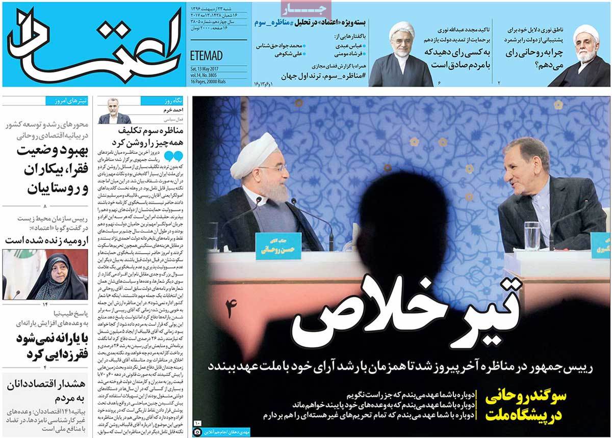 A Look at Iranian Newspaper Front Pages on May 13