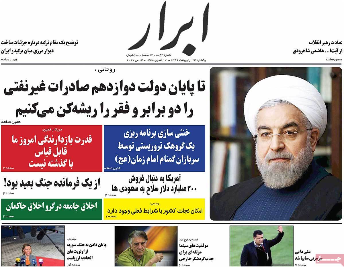 A Look at Iranian Newspaper Front Pages on May 14