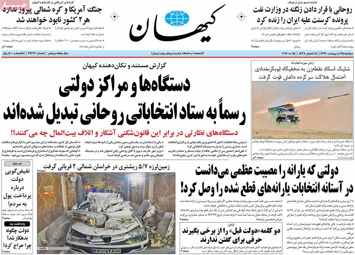 A Look at Iranian Newspaper Front Pages on May 15