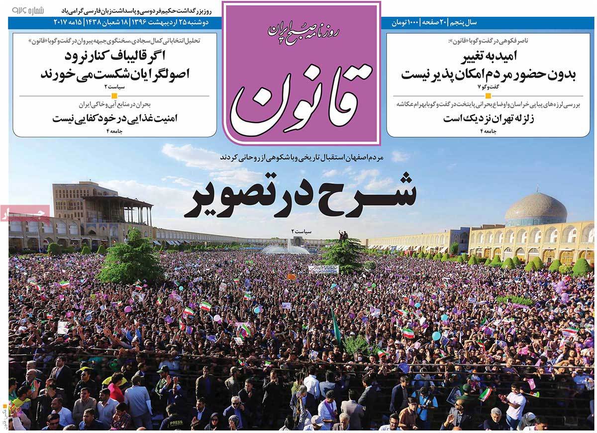 A Look at Iranian Newspaper Front Pages on May 15