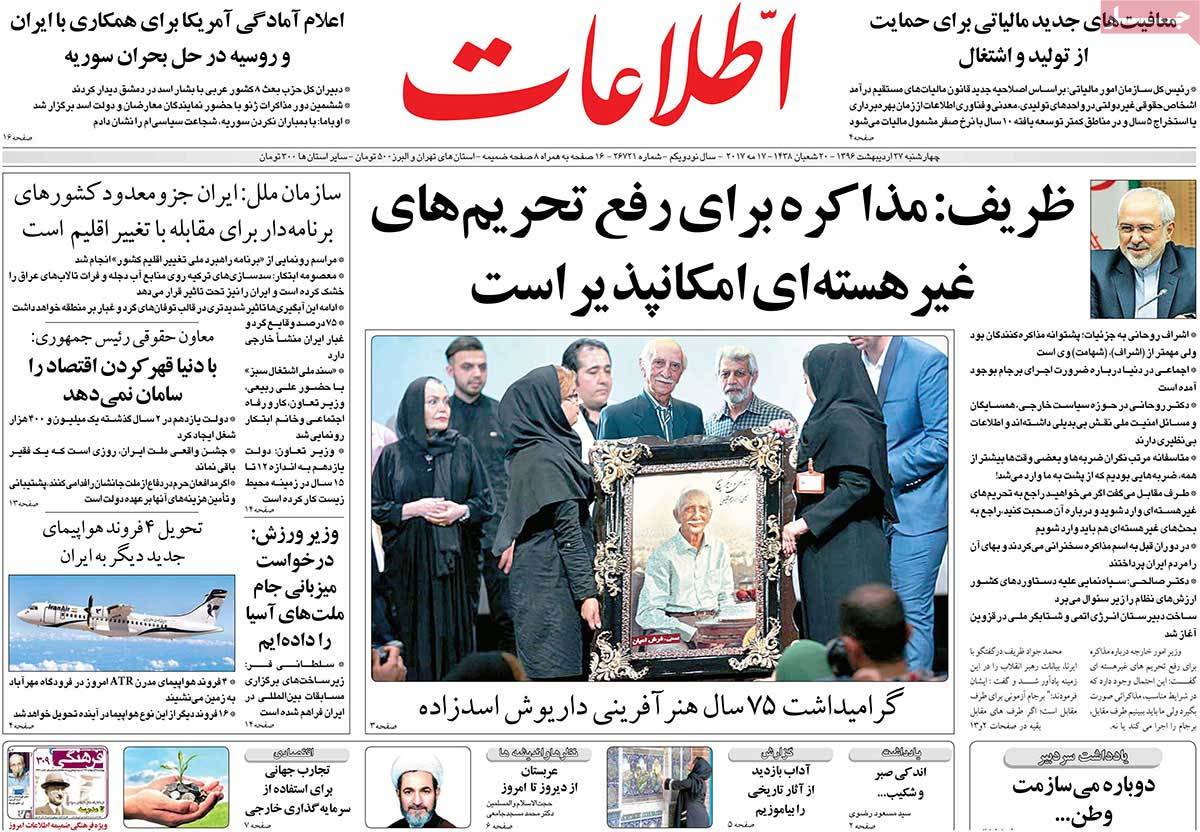 A Look at Iranian Newspaper Front Pages on May 17