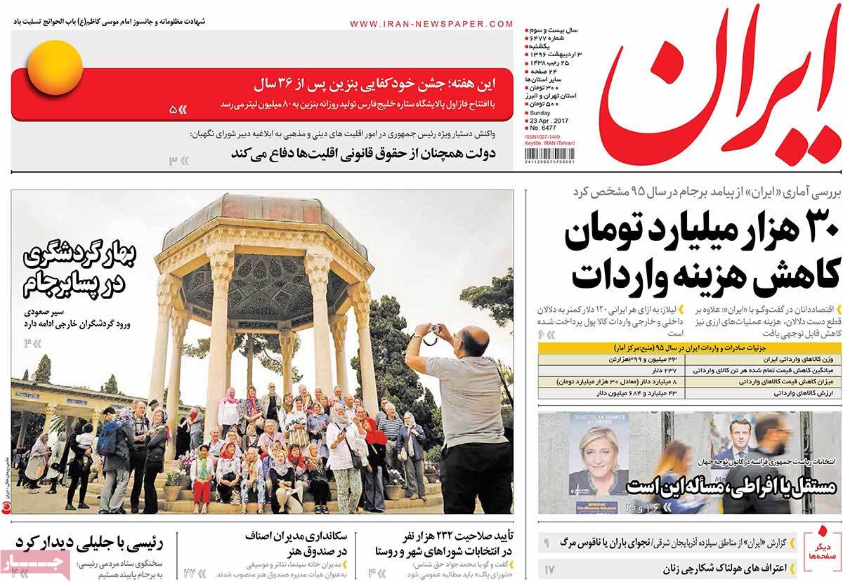 A Look at Iranian Newspaper Front Pages on April 23 - iran