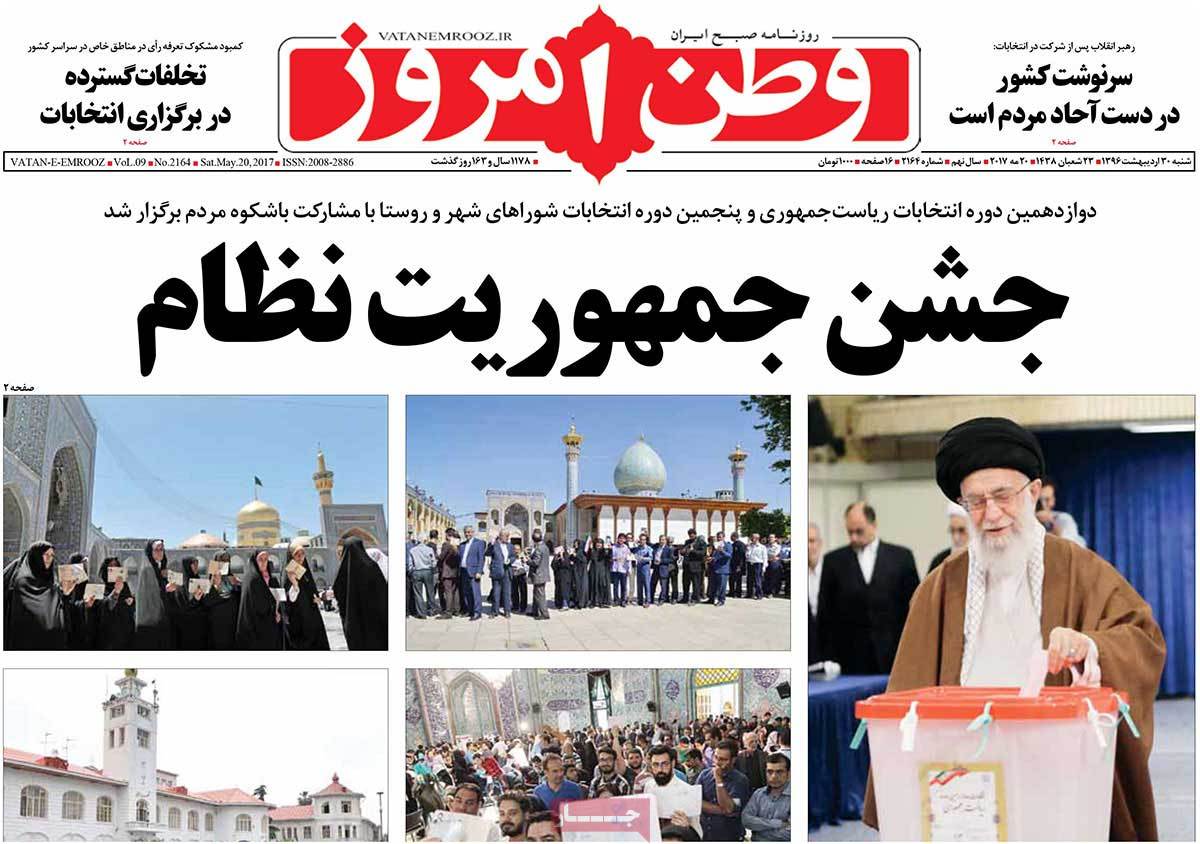 Iranian Newspaper Front Pages on Day after Election