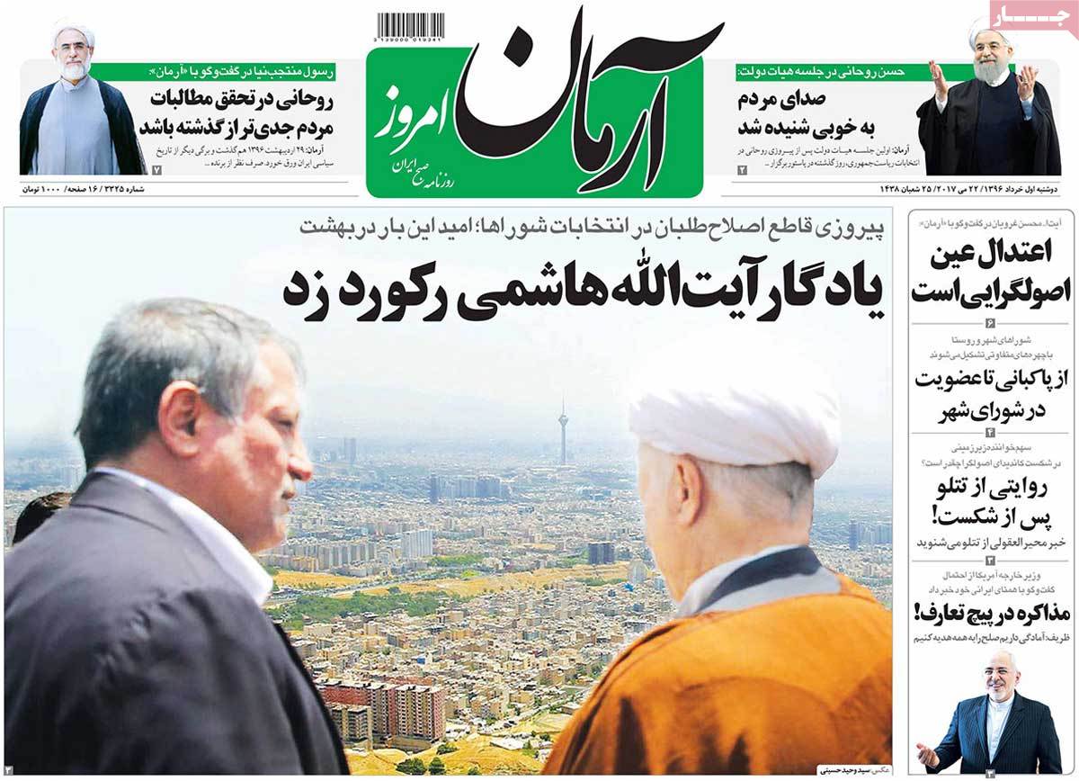 A Look at Iranian Newspaper Front Pages on May 22