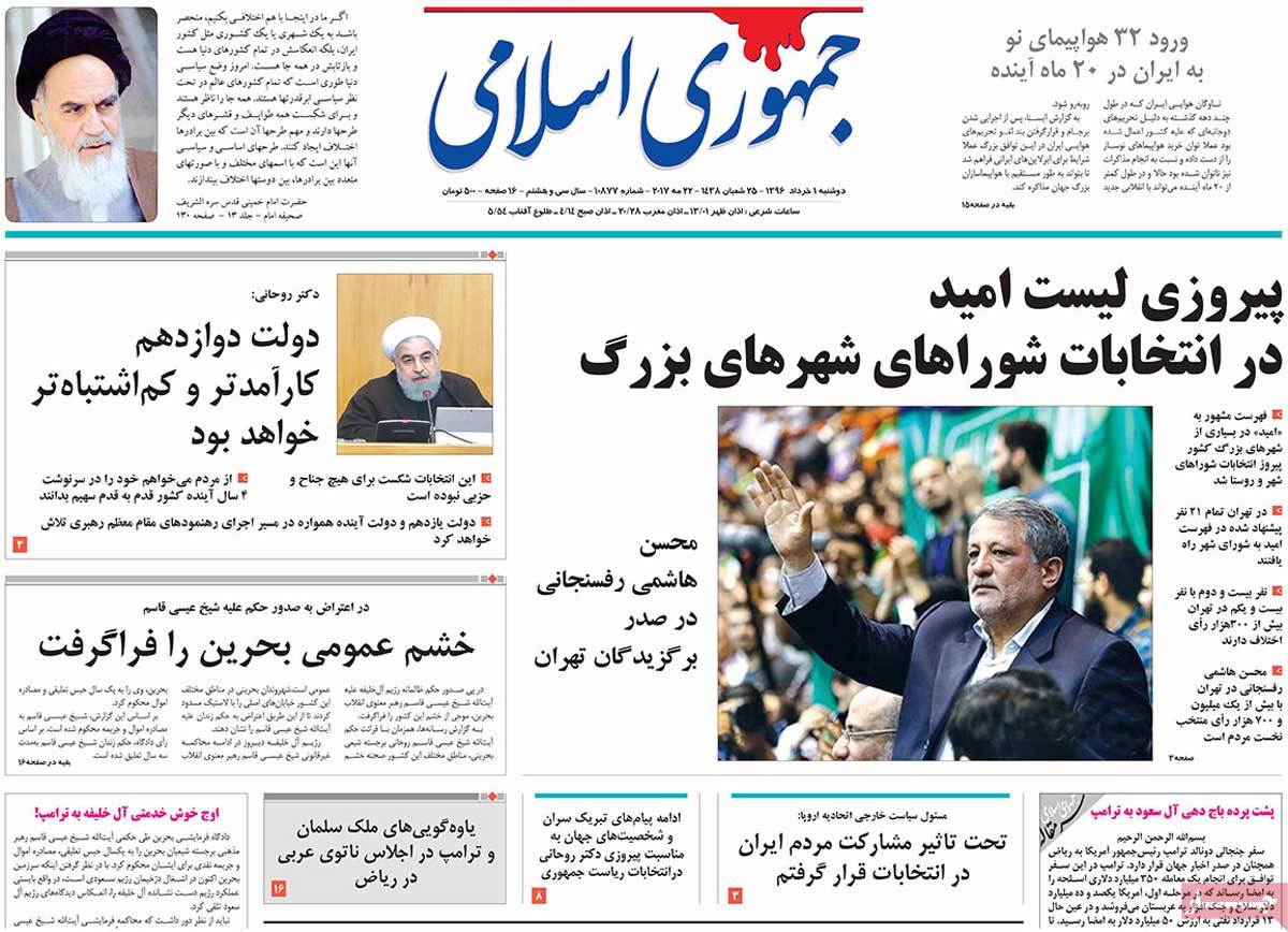 A Look at Iranian Newspaper Front Pages on May 22