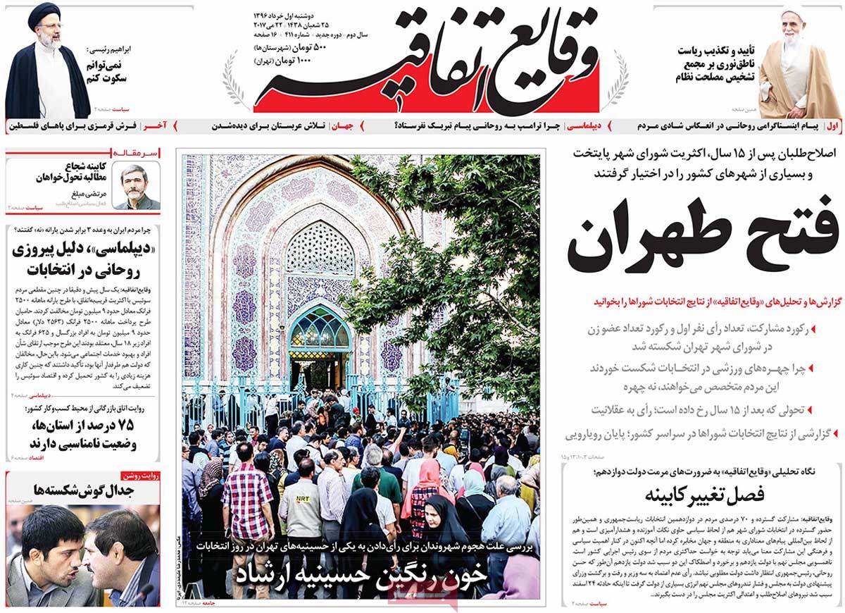 A Look at Iranian Newspaper Front Pages on May 22