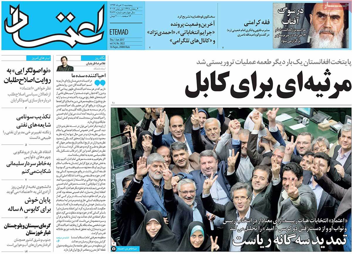 A Look at Iranian Newspaper Front Pages on June 1