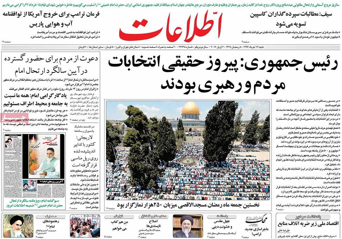 A Look at Iranian Newspaper Front Pages on June 3