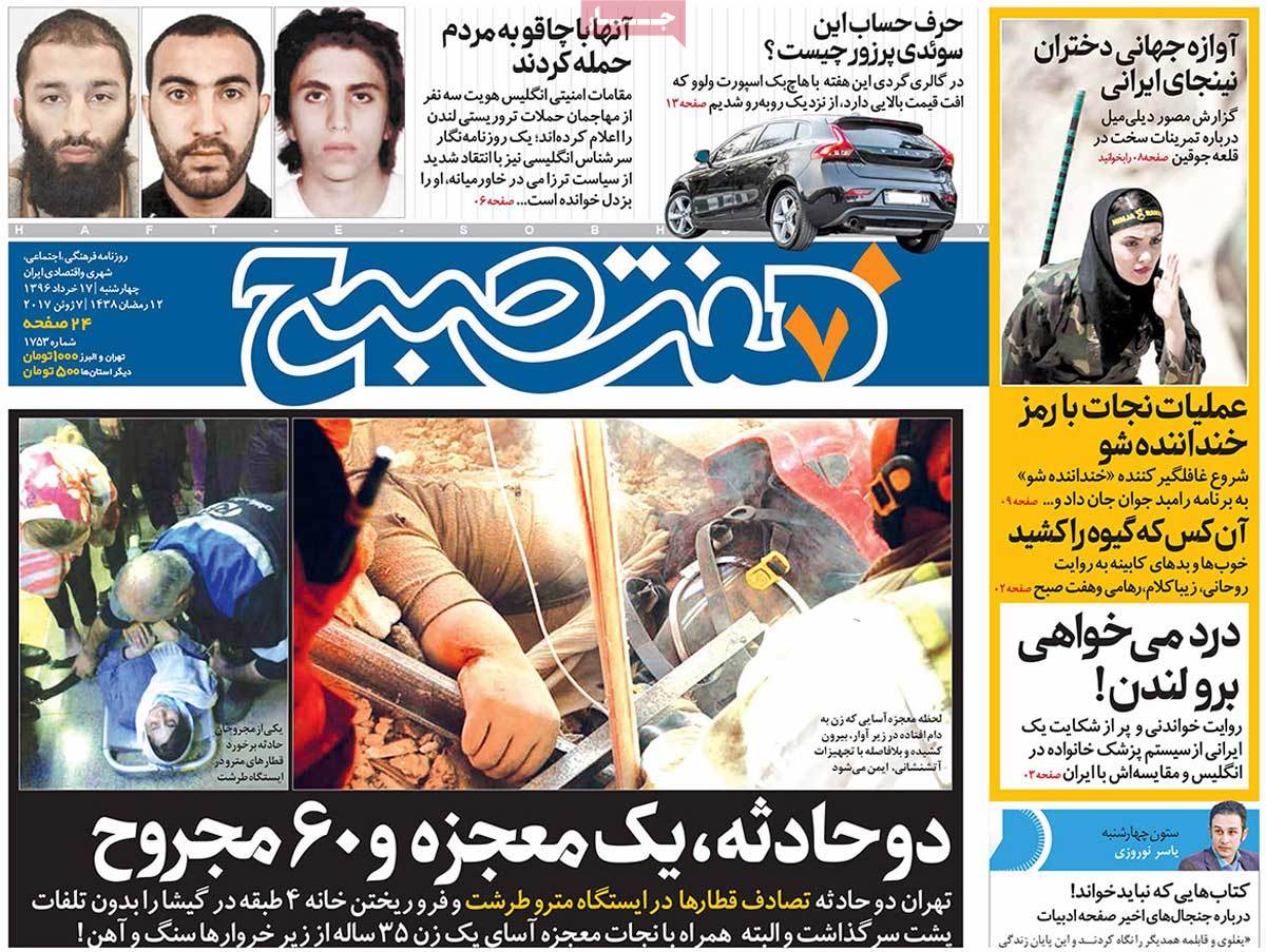 A Look at Iranian Newspaper Front Pages on June 7