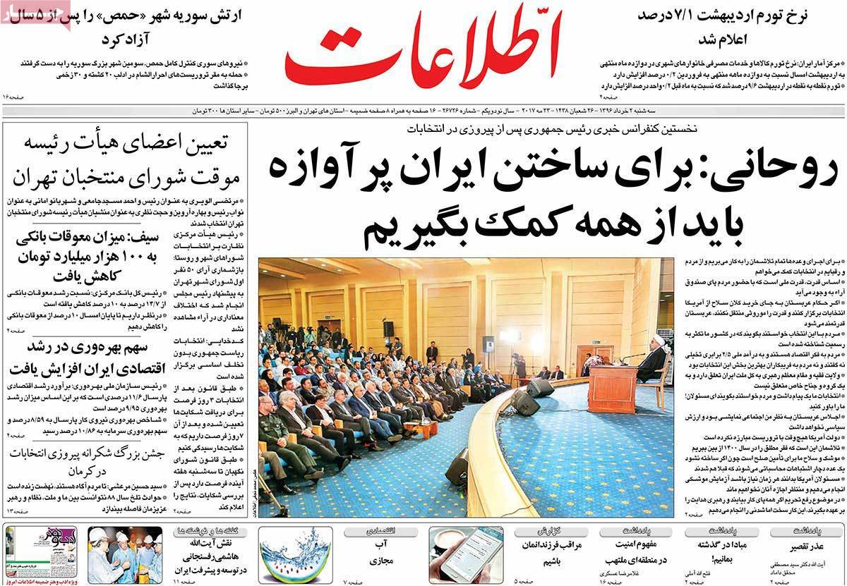 A Look at Iranian Newspaper Front Pages on May 23 7 A Look at Iranian Newspaper Front Pages on May 23