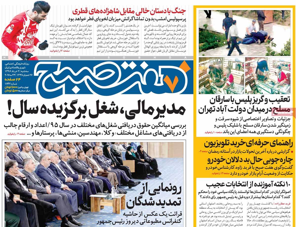 A Look at Iranian Newspaper Front Pages on May 23