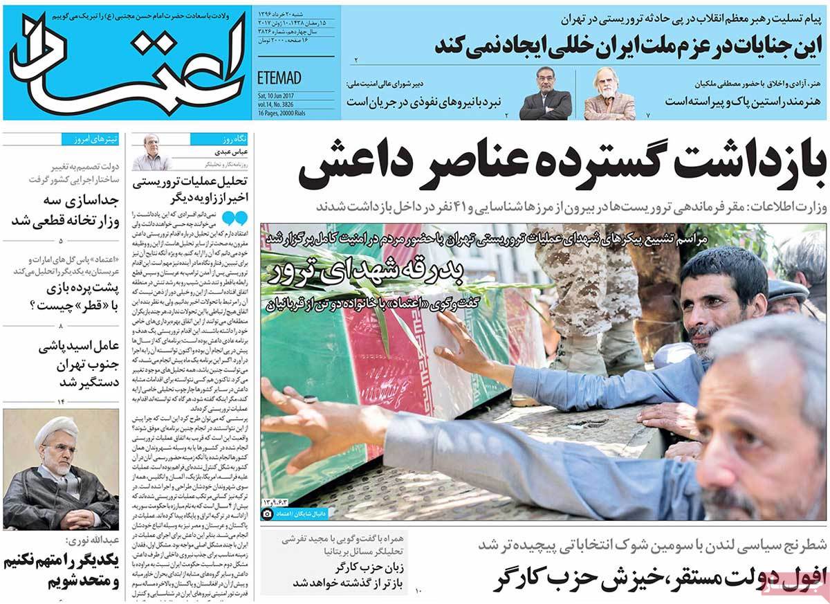 A Look at Iranian Newspaper Front Pages on June 10