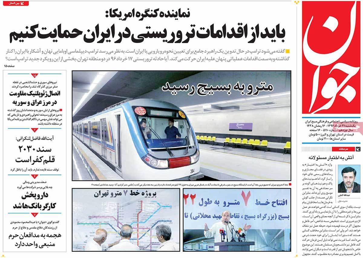 A Look at Iranian Newspaper Front Pages on June 11