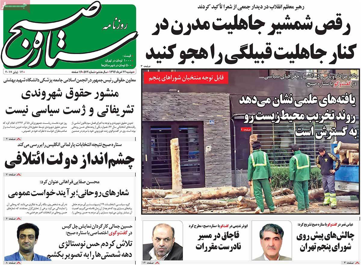 A Look at Iranian Newspaper Front Pages on June 12