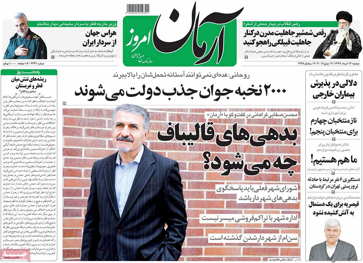 A Look at Iranian Newspaper Front Pages on June 12