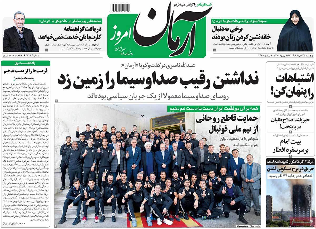 A Look at Iranian Newspaper Front Pages on June 15