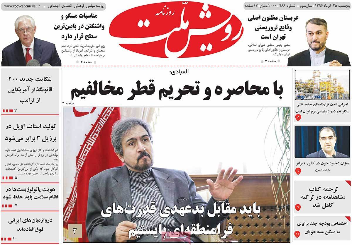 A Look at Iranian Newspaper Front Pages on June 15