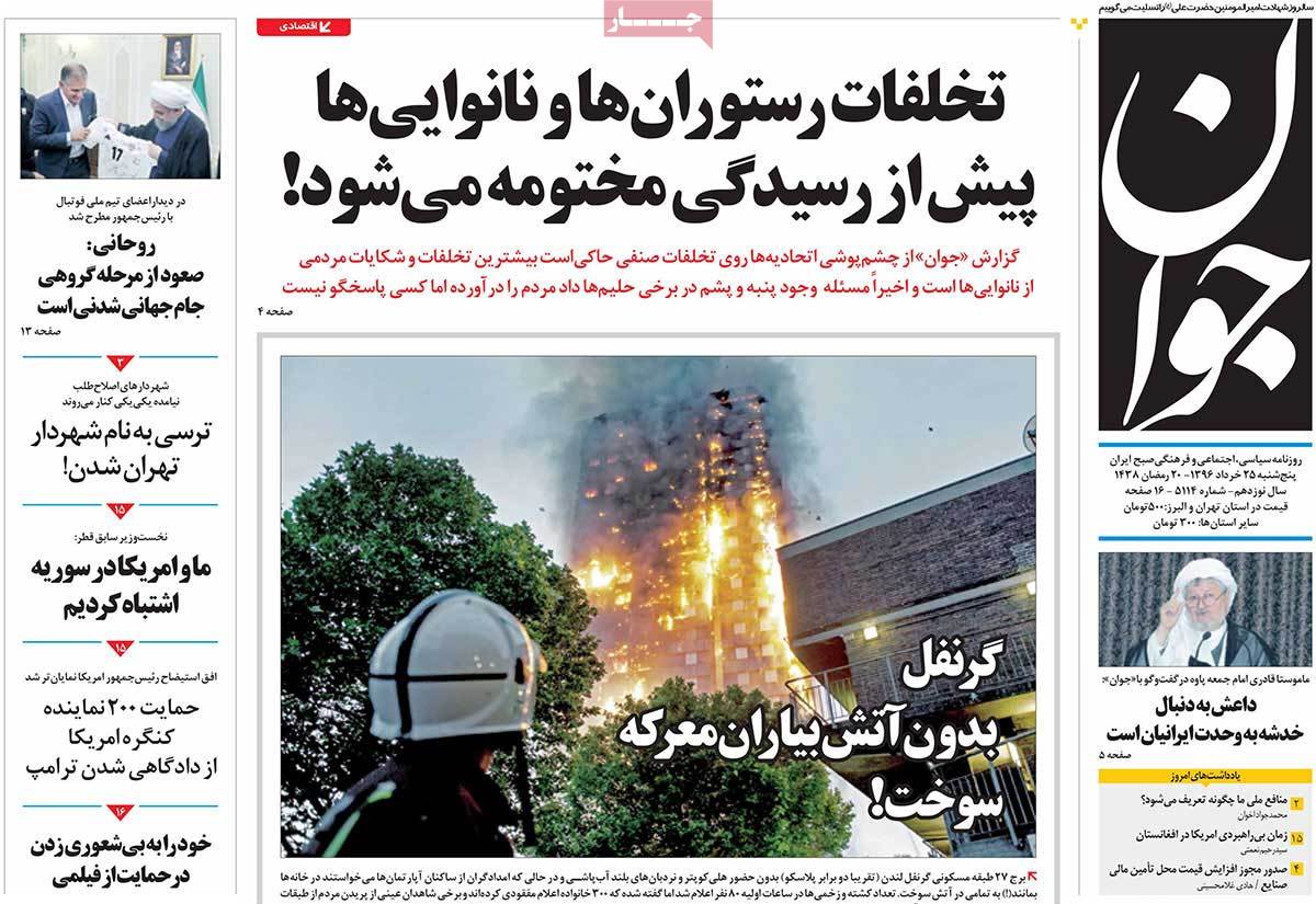 A Look at Iranian Newspaper Front Pages on June 15