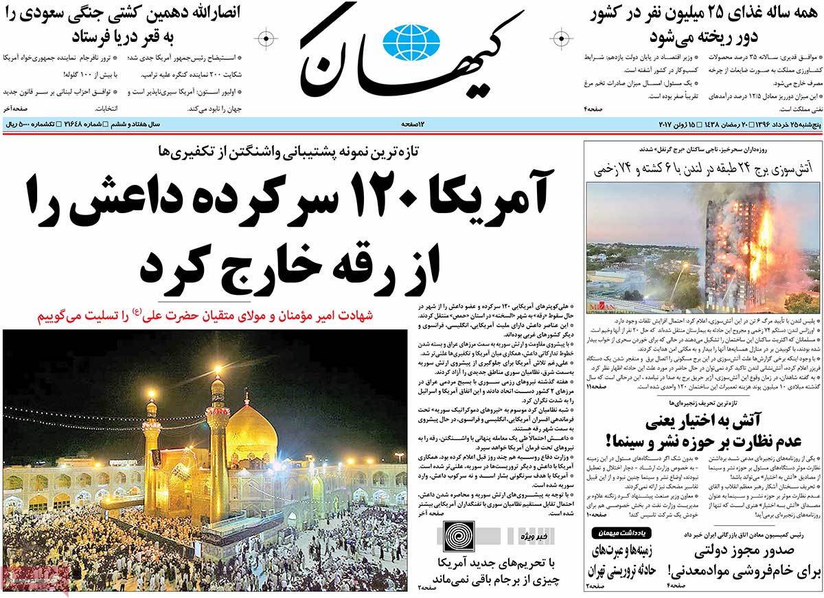 A Look at Iranian Newspaper Front Pages on June 15