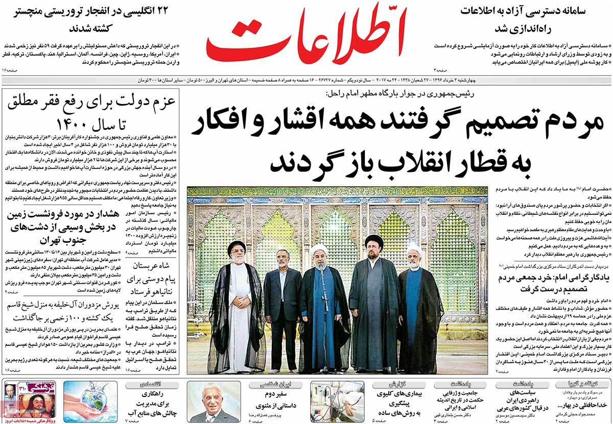 A Look at Iranian Newspaper Front Pages on May 24