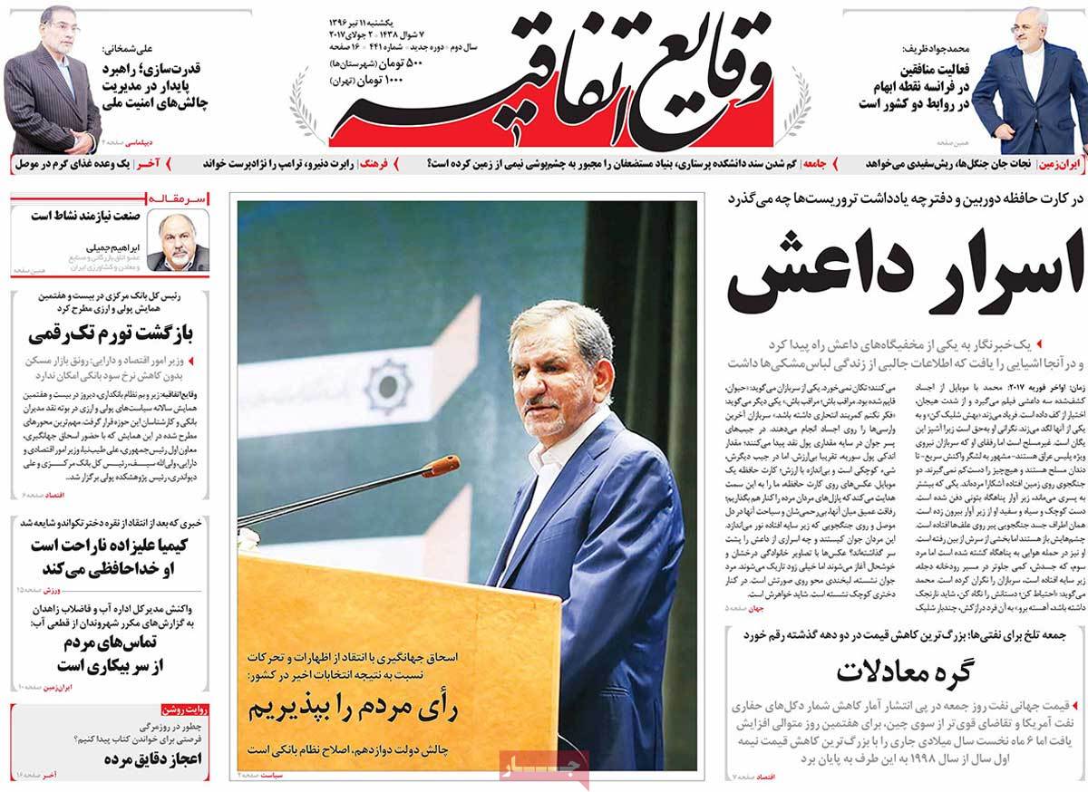 A Look at Iranian Newspaper Front Pages on July 2