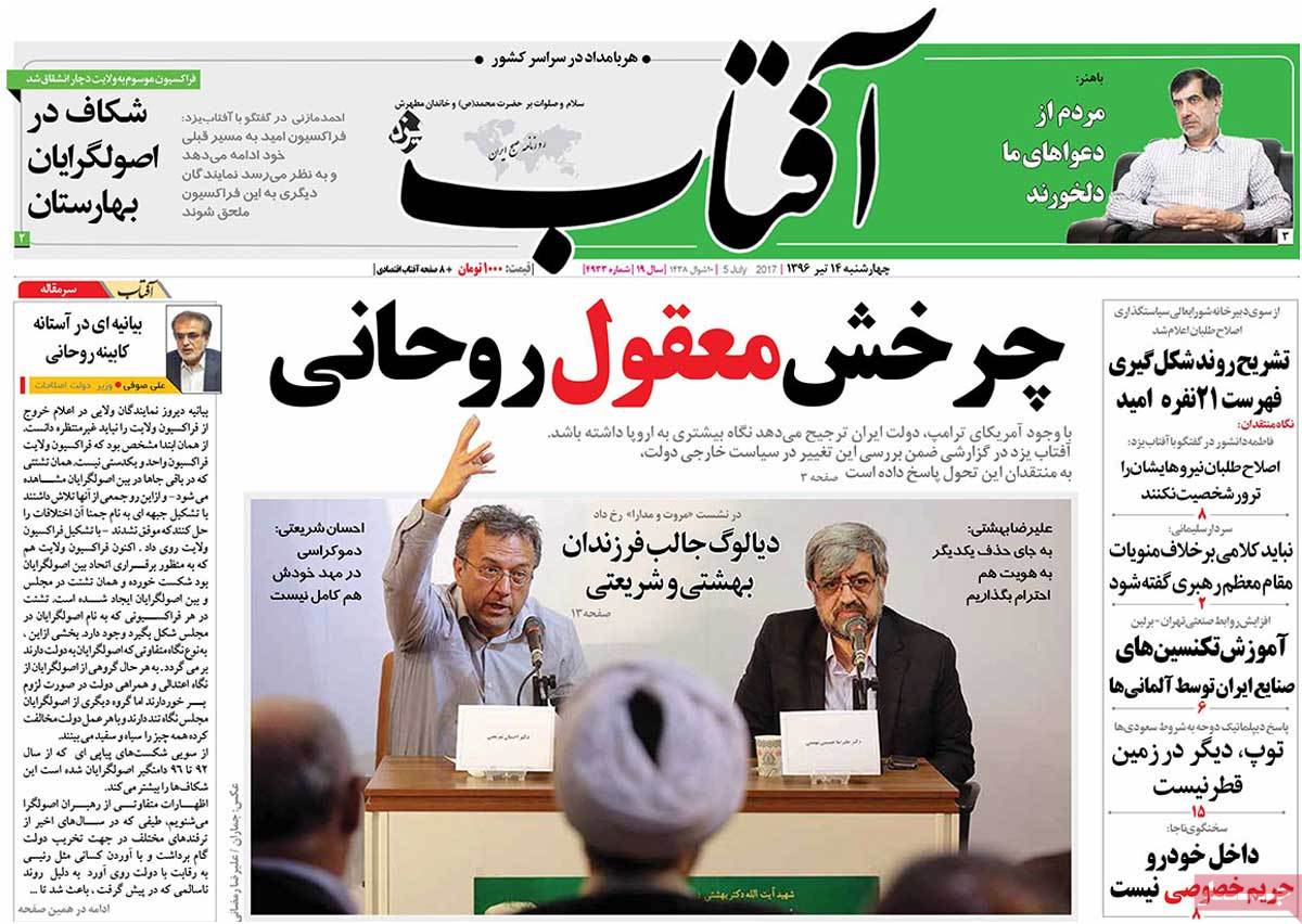 A Look at Iranian Newspaper Front Pages on July 5 - aftab
