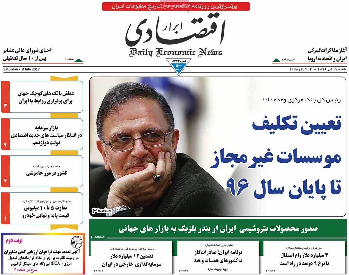 A Look at Iranian Newspaper Front Pages on July 8