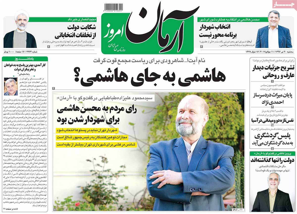 A Look at Iranian Newspaper Front Pages on July 11