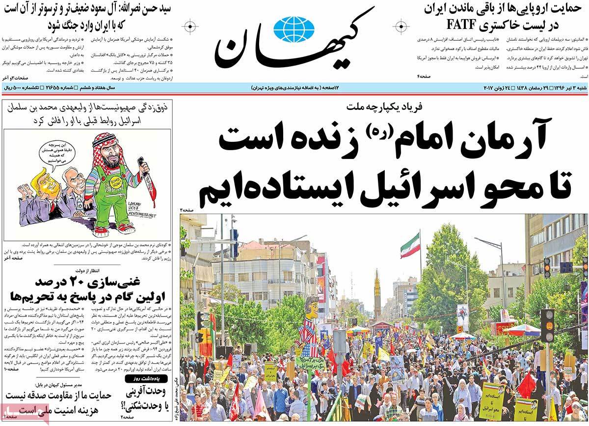 A Look at Iranian Newspaper Front Pages on June 24