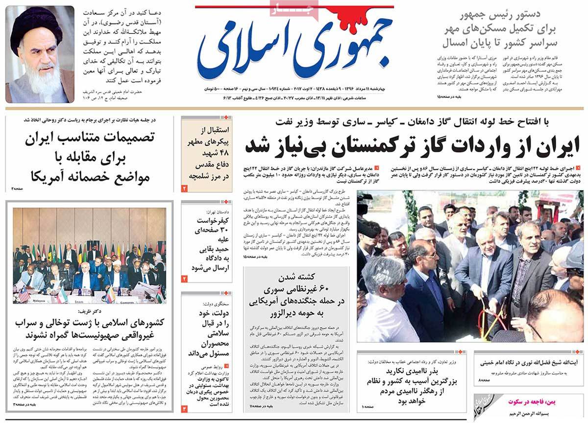 A Look at Iranian Newspaper Front Pages on August 2